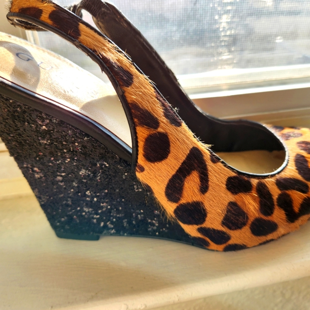 GUESS animal print wedges